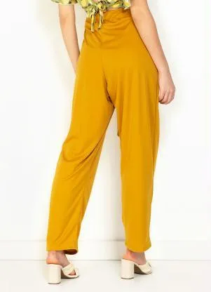 Moda Pop - Calça Mostarda com Amarração na Cintura - MODA POP