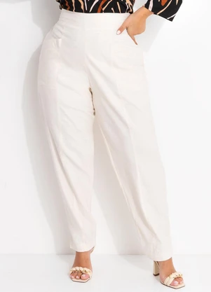 Quintess - Calça Off White em Linho - QUINTESS