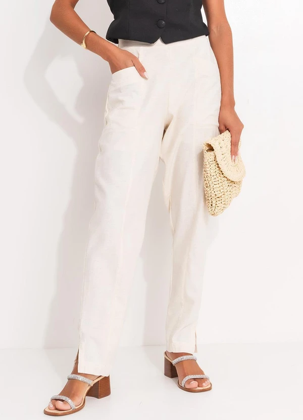 Quintess - Calça Off White em Linho 10