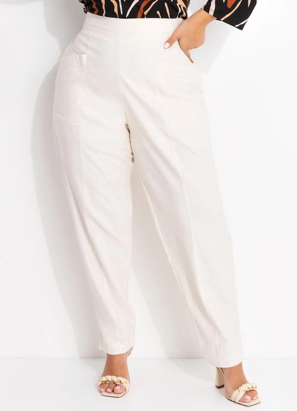 Quintess - Calça Off White em Linho 12