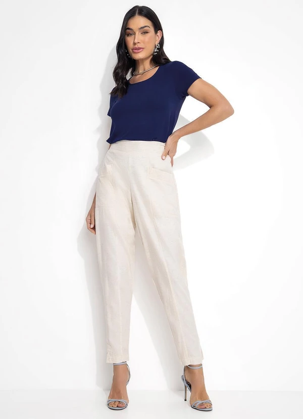 Quintess - Calça Off White em Linho 3