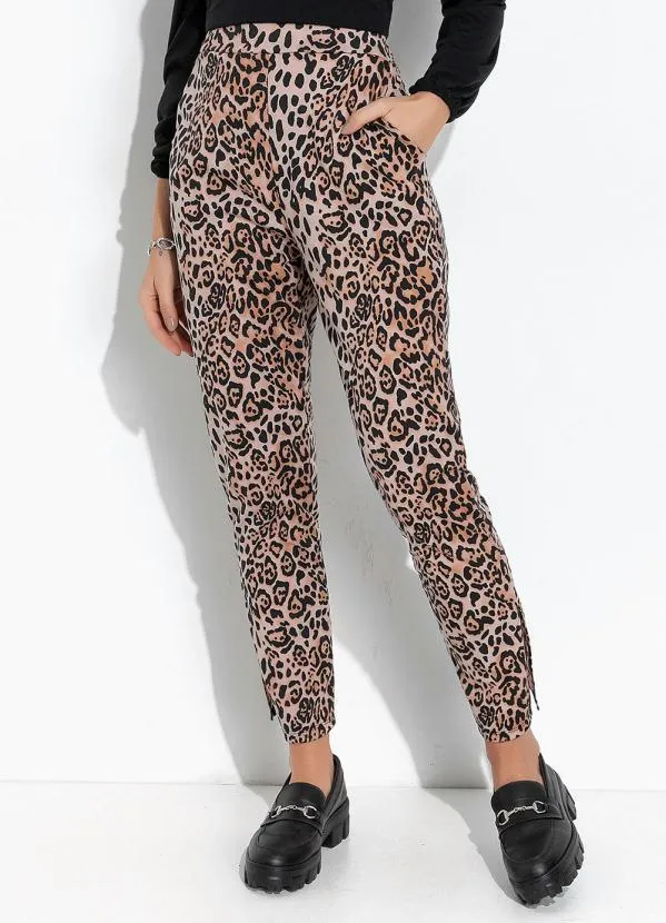 Moda Pop - Calça Onça com Fendas nas Laterais 1