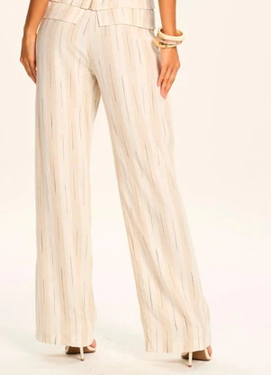 Doce Trama - Calça Pantalona Cintura Alta em Linho Branco - DOCE TRAMA