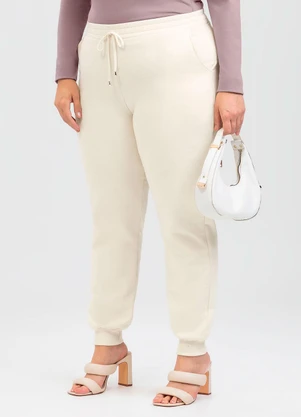 Cativa - Calça Plus Size em Moletom Bege - CATIVA
