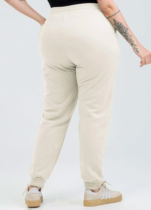Cativa - Calça Plus Size em Moletom Bege - CATIVA