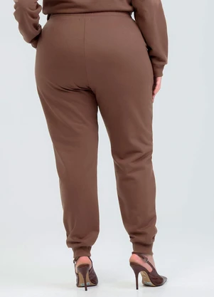 Cativa - Calça Plus Size em Moletom Marrom - CATIVA