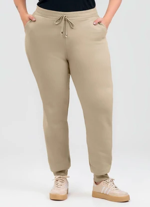 Cativa - Calça Plus Size em Moletom Marrom - CATIVA