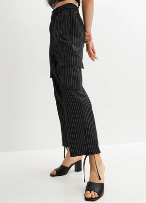 bonprix - Calça Preta em Alfaiataria Risca de Giz - BONPRIX