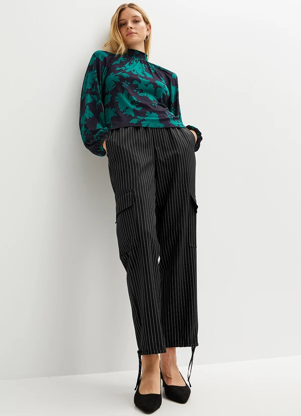 bonprix - Calça Preta em Alfaiataria Risca de Giz 3