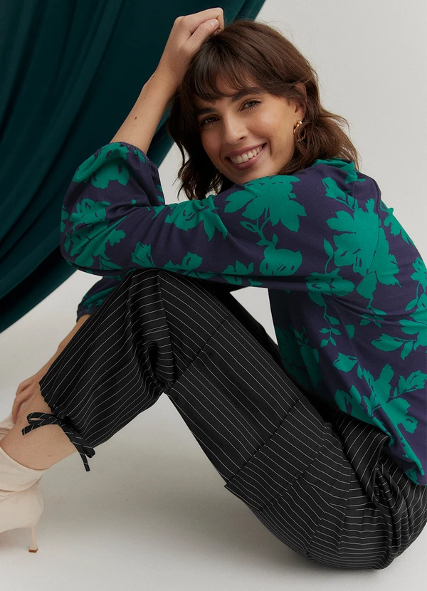 bonprix - Calça Preta em Alfaiataria Risca de Giz