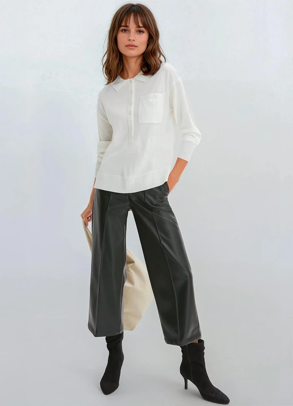 bonprix - Calça Preta em Material Sintético 2