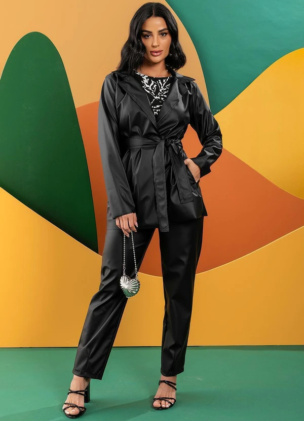 Quintess - Calça Preto em Material Sintético 13