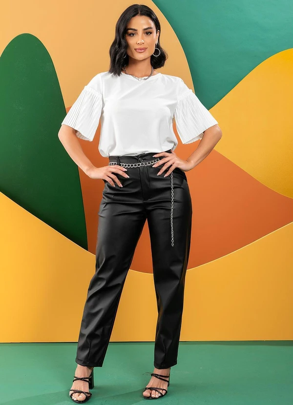 Quintess - Calça Preto em Material Sintético 10