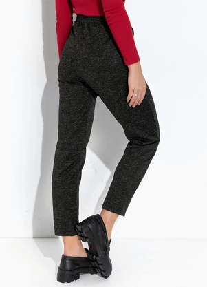 Moda Pop - Calça Preto em Moletom com Fio Metalizado - MODA POP