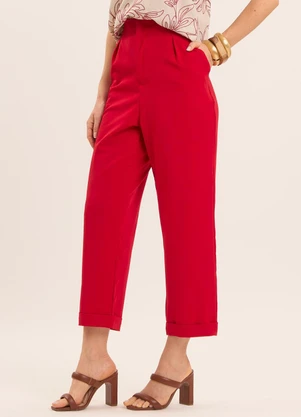 Doce Trama - Calça Reta Cintura Alta Vermelho - DOCE TRAMA