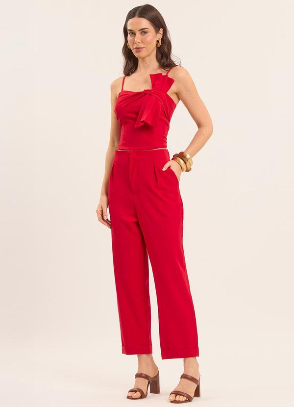 Doce Trama - Calça Reta Cintura Alta Vermelho 3