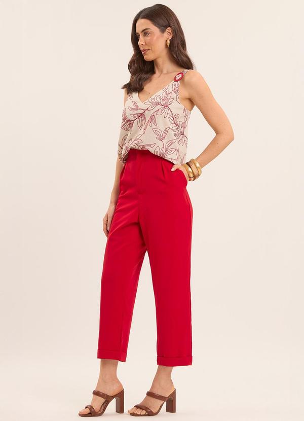 Doce Trama - Calça Reta Cintura Alta Vermelho 6