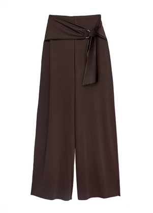 Enfim - Calça Reta com Amarração Café - ENFIM