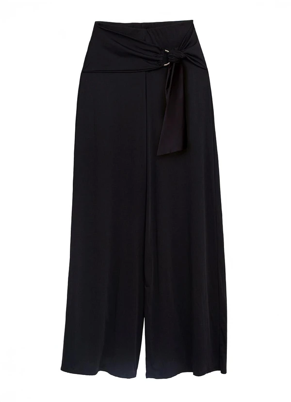 Enfim - Calça Reta com Amarração Preto