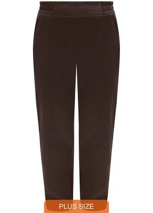 Lunender Mais Mulher - Calça Reta com Bolsos em Malha Tricô Marrom - LUNENDER MAIS MULHER