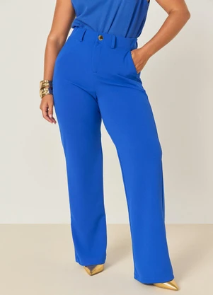 Elegance - Calça Reta com Bolsos Laterais Azul Matisse - ELEGANCE