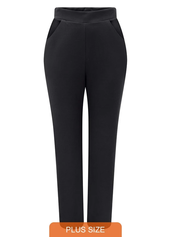 Lunender Mais Mulher - Calça Reta com Bolsos Plus Size Preto