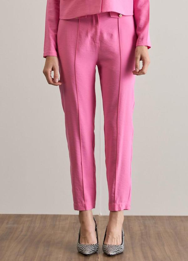 Carlota Costa - Calça Reta com Bolsos Rosa 1