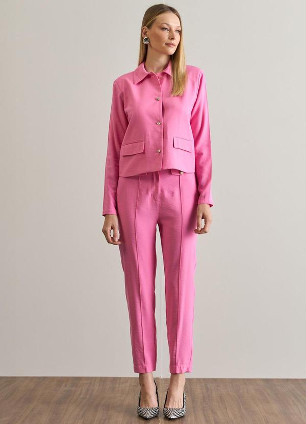 Carlota Costa - Calça Reta com Bolsos Rosa 2