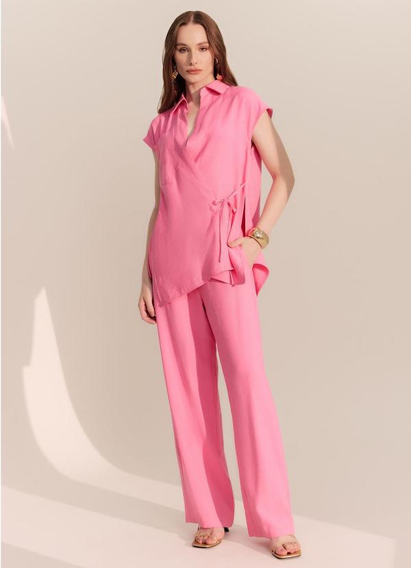 Carlota Costa - Calça Reta com Bolsos Rosa 2