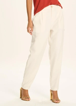 Doce Trama - Calça Reta com Cintura Alta Branco - DOCE TRAMA