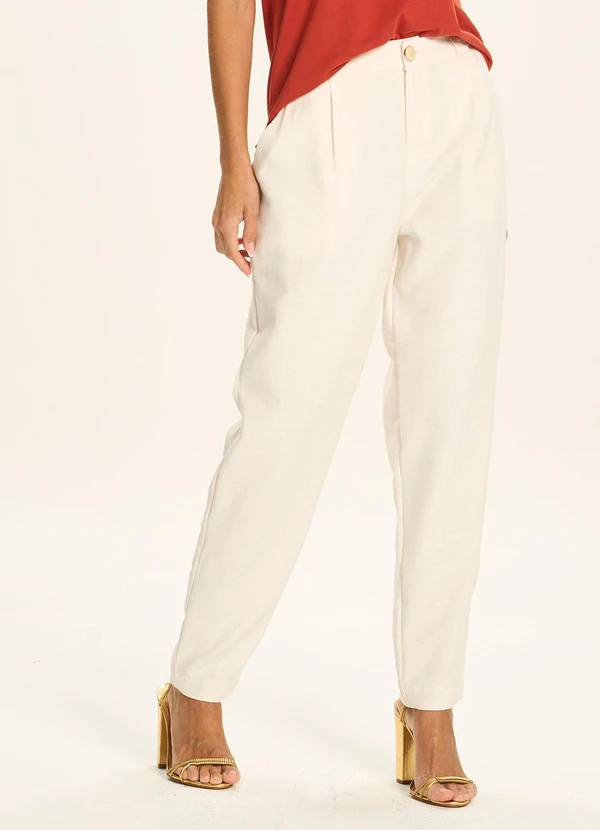 Doce Trama - Calça Reta com Cintura Alta Branco