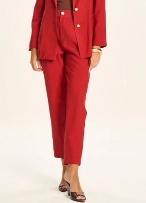 Doce Trama - Calça Reta com Cintura Alta Vermelho - DOCE TRAMA