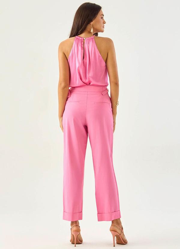 Carlota Costa - Calça Reta com Detalhe Cós Rosa 4