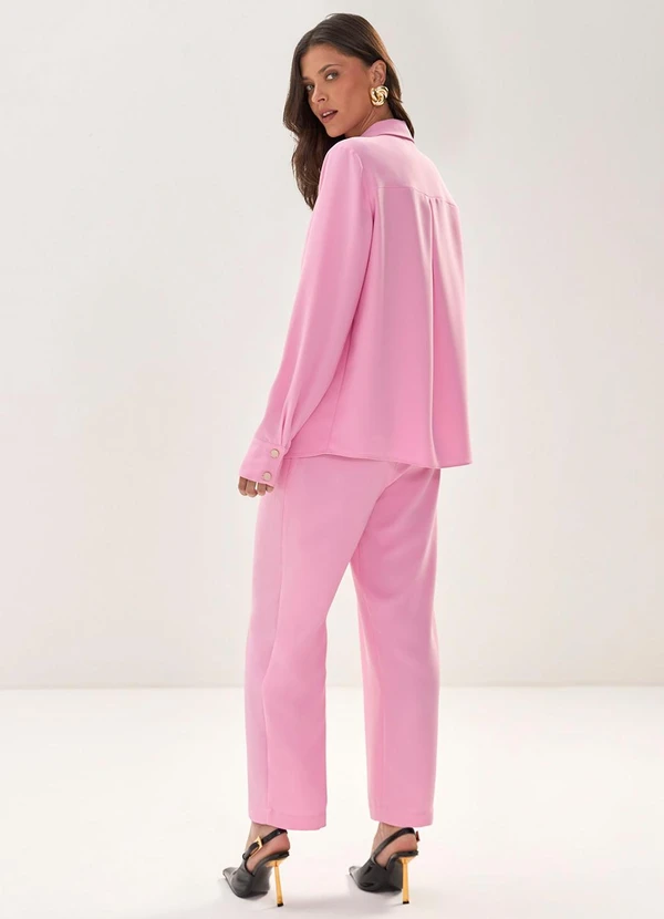 Carlota Costa - Calça Reta com Detalhe Cós Rosa 2