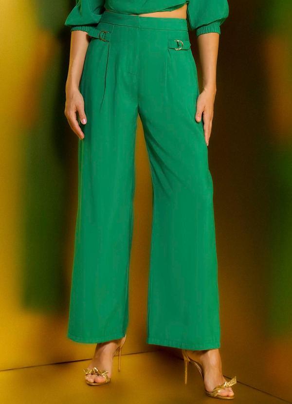 Carlota Costa - Calça Reta com Fechamento Verde
