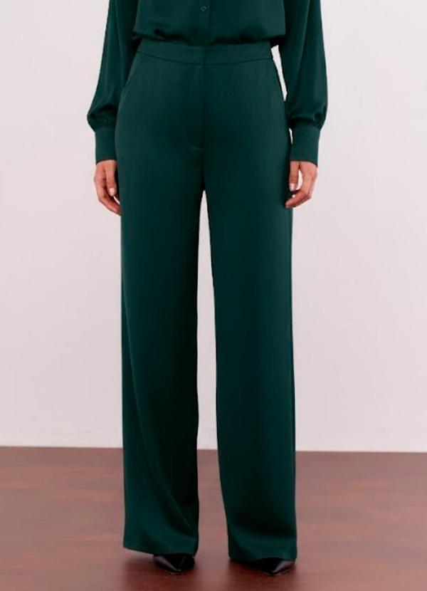 Carlota Costa - Calça Reta com Ziper Verde 1