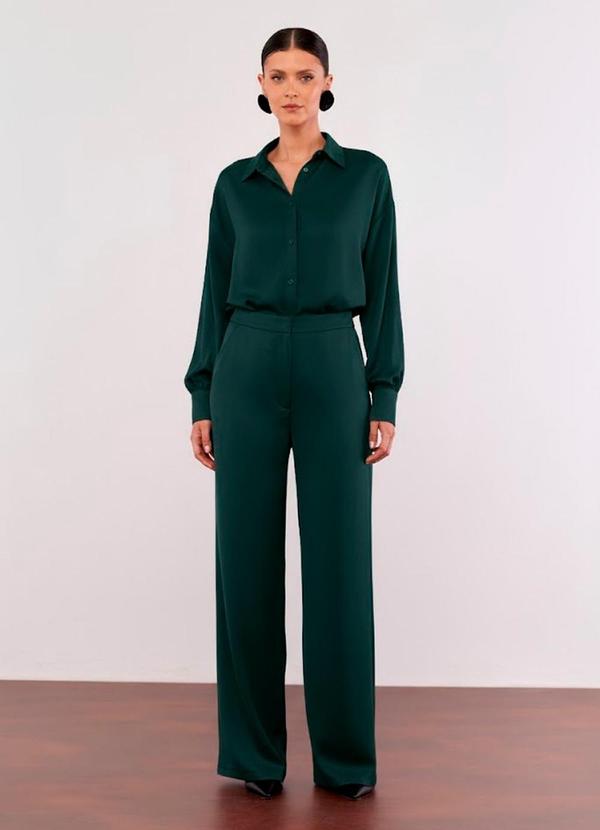 Carlota Costa - Calça Reta com Ziper Verde 2