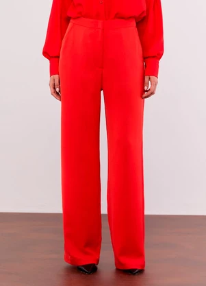 Carlota Costa - Calça Reta com Ziper Vermelho - CARLOTA COSTA