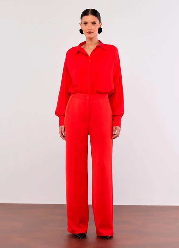 Carlota Costa - Calça Reta com Ziper Vermelho 3