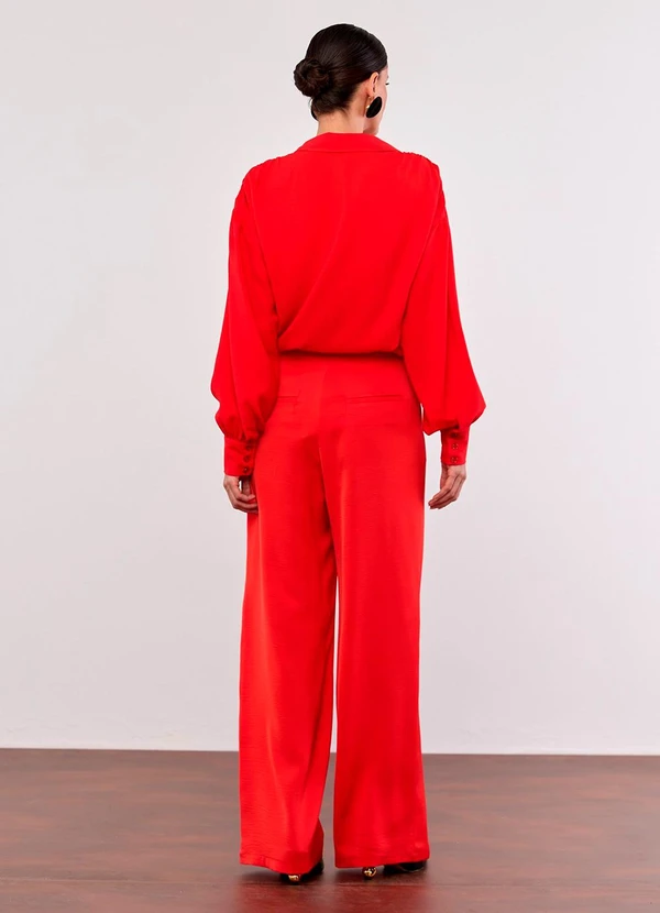 Carlota Costa - Calça Reta com Ziper Vermelho 4