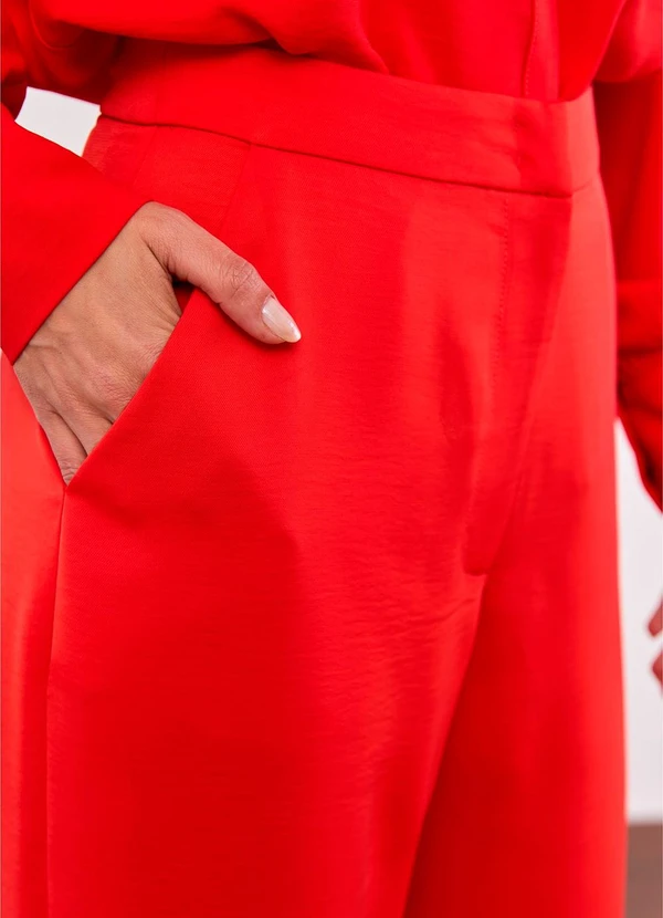 Carlota Costa - Calça Reta com Ziper Vermelho 5