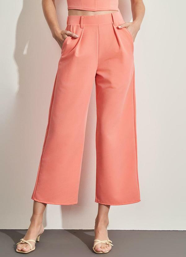 Sofie - Calça Reta Cropped em Alfaiataria Comfy Laranja