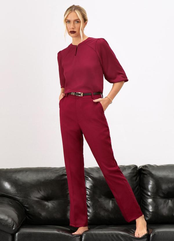 Principessa - Calça Reta de Alfaiataria Betina Vermelho 3