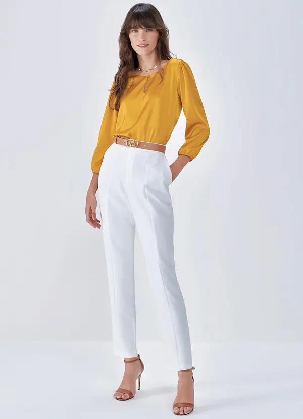 Principessa - Calça Reta de Alfaiataria Off White Edna 3