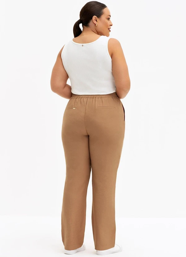 Principessa - Calça Reta Regular de Alfaiataria Mocha Mousse Duda 10