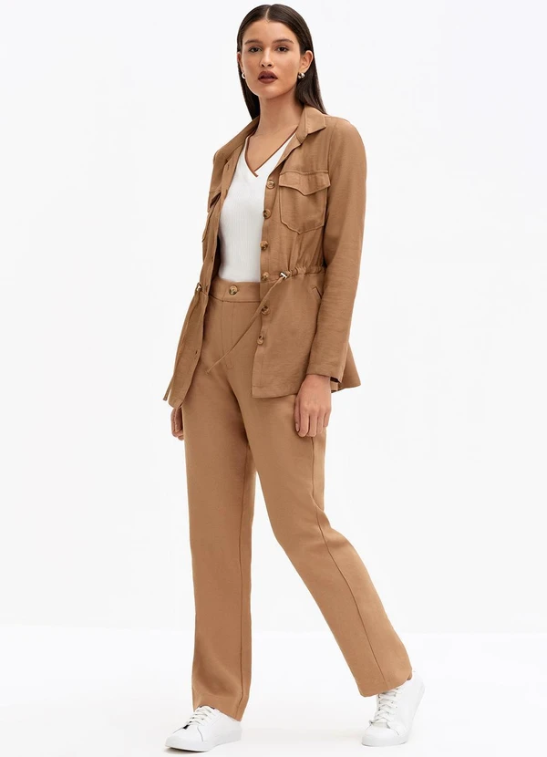 Principessa - Calça Reta Regular de Alfaiataria Mocha Mousse Duda 6
