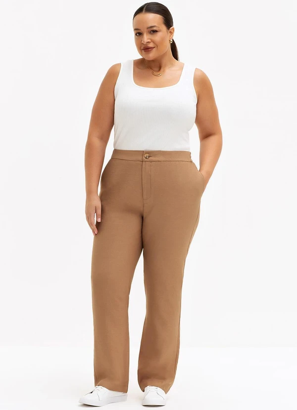 Principessa - Calça Reta Regular de Alfaiataria Mocha Mousse Duda 9