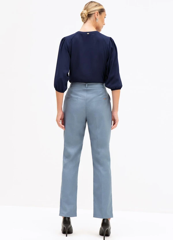 Principessa - Calça Reta Regular de Alfaiataria Premium Azul Eloise 4