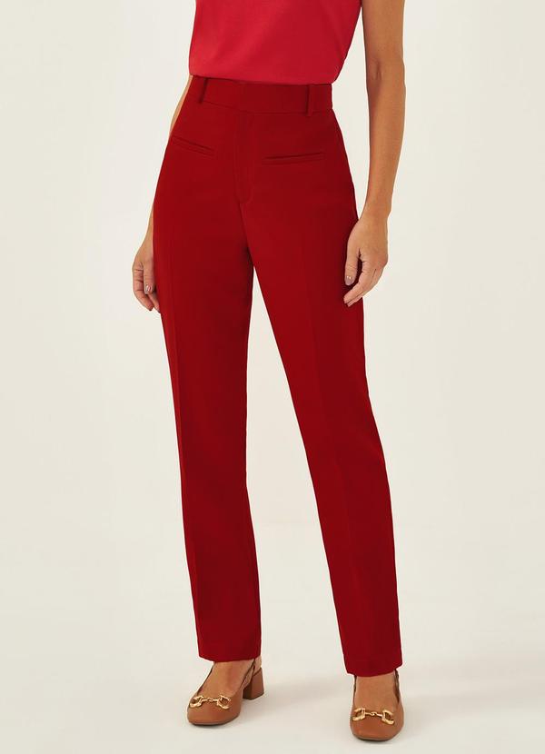 Principessa - Calça Reta de Alfaiataria Vermelha Ofelia