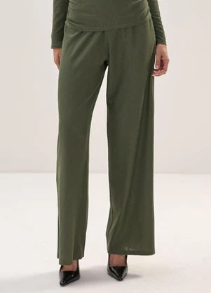 Carlota Costa - Calça Reta de Malha Verde - CARLOTA COSTA